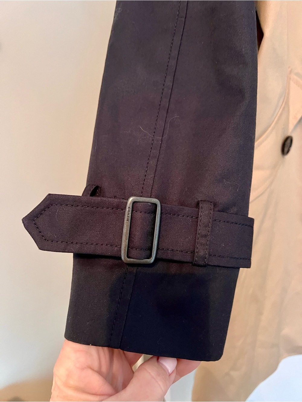 Coach Two-Tone Black and Beige Trench Coat - Picture 2 of 7